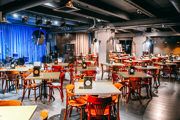 Interior of a modern restaurant in loft style