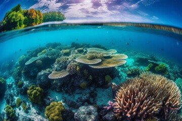 Vibrant tropical reef in the Philippines. Generative AI