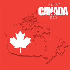 Colored canada day template with map of Canada Vector