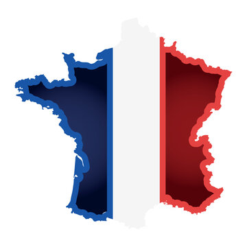 Isolated colored map of france with its flag Vector