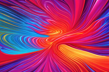 Obraz premium Abstract background with multicolored lines, beautiful curved stripes wallpaper, illustration of colorful glowing striped pattern. Generative Ai.