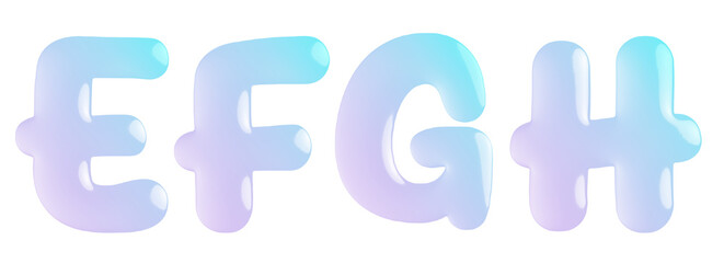Candy glossy letter blue purple E, F, G, H