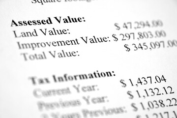 Fototapeta premium Tax Assessment on Real Property Taxes Owed to be Paid