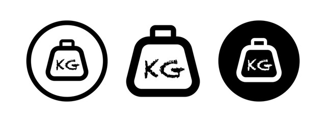 Simple KG weight web symbol. Dumbbell vector icon. KG bell logo. 