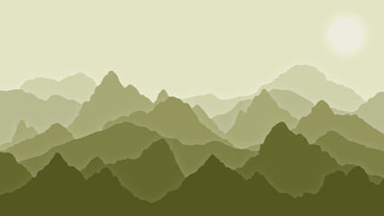 Dark Green Mountain Outline Abstract Image Background
