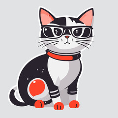 Fototapeta na wymiar cartoon cat logo, funny cat in glasses