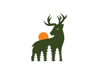 pine deer illustration logo