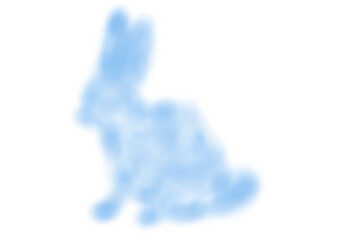 rabbit, bunny, blue cloud hare. Cloud for Valentine's Day. Fluffy cloud isolated. Soft fluffy in the form of a rabbit, bunny, hare. The smoke is blue.