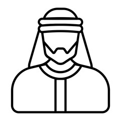 Arab Man Thin Line Icon