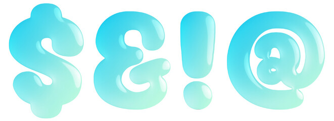 Candy glossy letter mintgreen  $, &, !, @