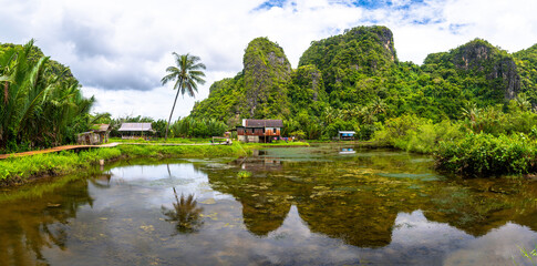 Fototapeta na wymiar beautiful town of ramang ramang in sulawesi, indonesia