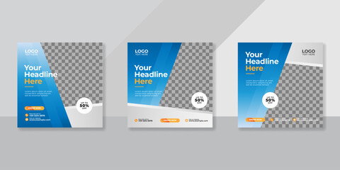 Modern promotion square web banner for social media furniture or fashion sale