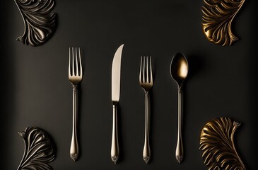 modern dining cutlery set banner perfect object for table setting generative ai