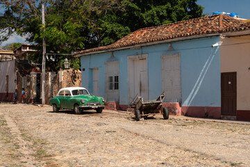 Old American car in the historic streets of Trinidad