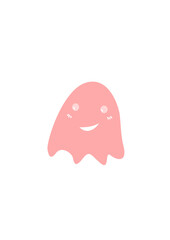 pink vector illustration of a cute ghost 