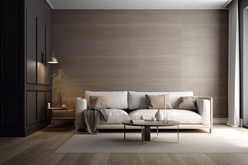 Modern interior. Light living room. Generative AI