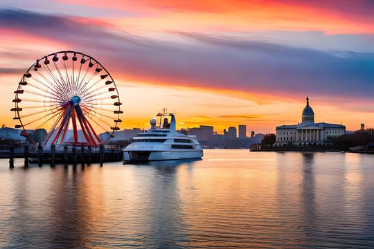 National Harbor The Capital Wheel - Created with Generative AI Technology