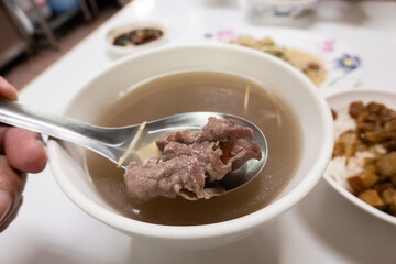 raw beef soup at Taiwan