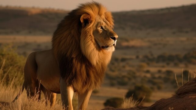 Majestic and powerful lion. AI generated