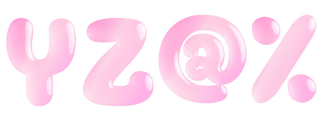 Candy glossy letter pink Y, Z, @, %