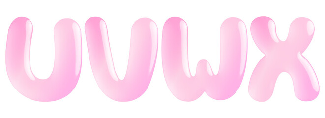 Candy glossy letters pink  U, V, W, X - obrazy, fototapety, plakaty