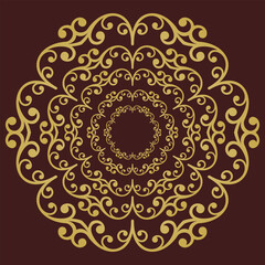 Elegant brown and golden vintage vector ornament in classic style. Abstract traditional ornament with oriental elements. Classic vintage pattern