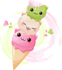 Cute cat ice cream 