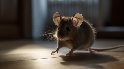Small and skittish mouse. Ai generated