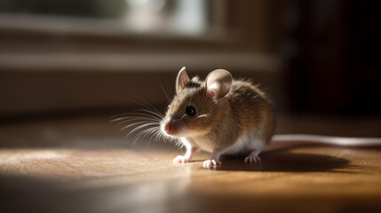 Small and skittish mouse. Ai generated