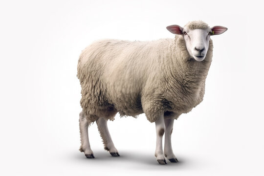 Image of sheep standing on a white background. Farm animals. illustration. Generative AI.