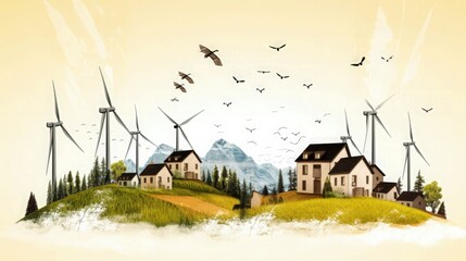 Renewable Energy with Windmills. Generative AI