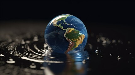 Close-up of Land in Water. Generative AI