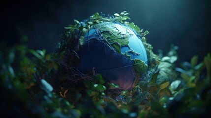 Obraz na płótnie Canvas Close-up of Earth Amidst Lush Greenery. Generative AI