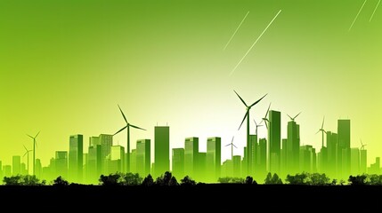 Windmills in Urban Landscape. Generative AI