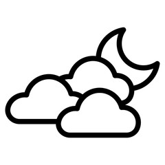 cloud with moon line 