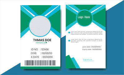 Id Card Layout with Green Accents. and clean Id card.