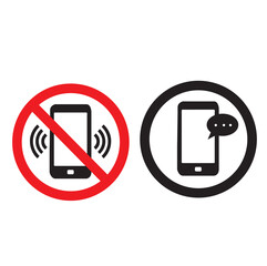 Icono de restricción para usar el teléfono móvil. Icono de permiso para enviar mensajes  Vista de frente y de cerca. Vector
