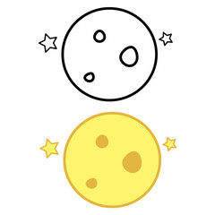 Full moon and stars icons. Weather Vector Icon. Space Illustration