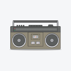 minimalist retro boombox tape recorder cassette player illustration retro vintage music 90s 80s memories nostalgia 