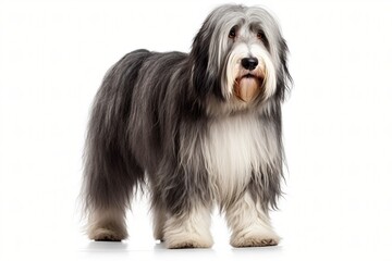 Cute Bearded collie dog in studio, created with generative AI