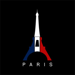 Fototapeta na wymiar Eiffel tower logo design with the colors of the French flag.