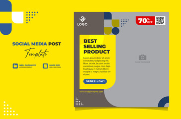 Editable social media post template. Instagram and facebook square post template. Banner ads for home furniture promotion design