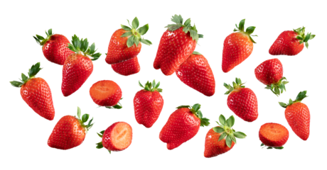 Fresh strawberries flying