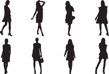 Fashion woman silhouette set