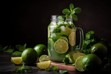 refreshing mojito mix with mint and lime flavors, created with generative ai