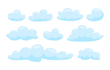 Set of different vector cartoon clouds