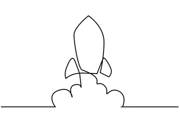rocket fly start smoke startup business line art
