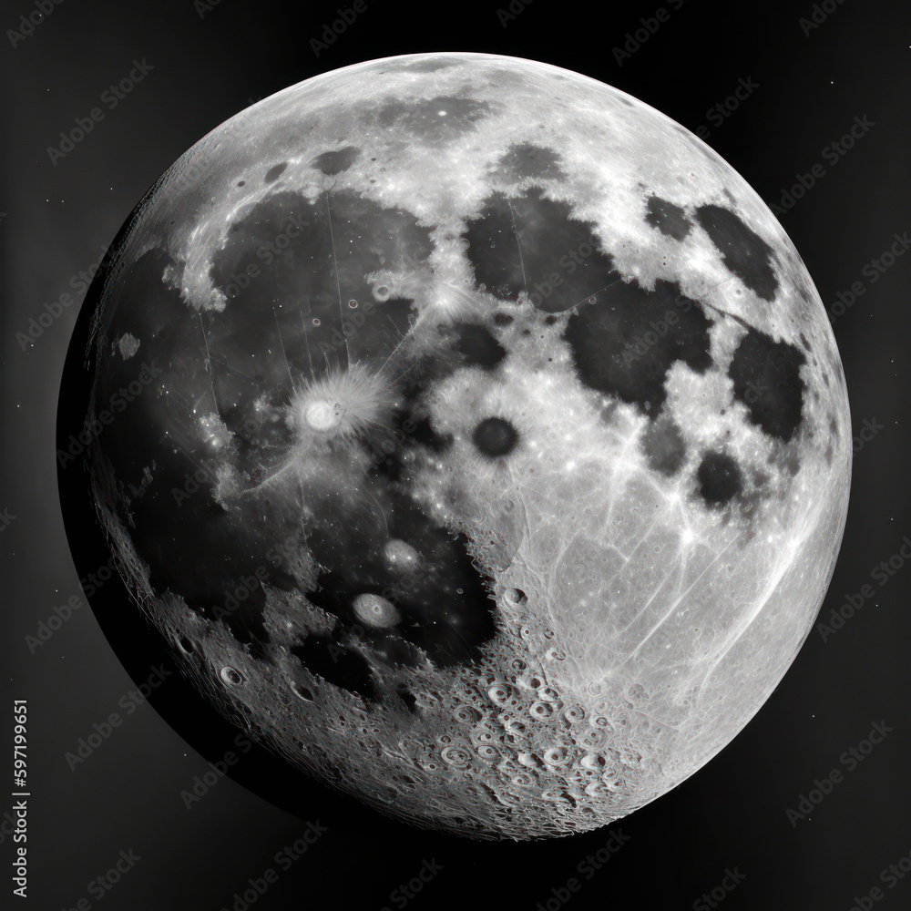 Wall mural a view of the moon, created with generative ai technology