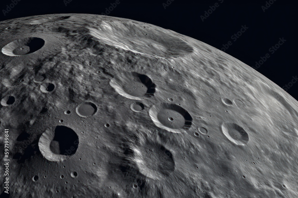 Canvas Prints a view of the moon surface, created with generative ai technology
