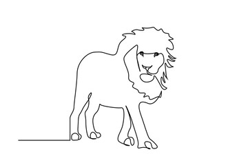 mature lion animal  standing full length line art